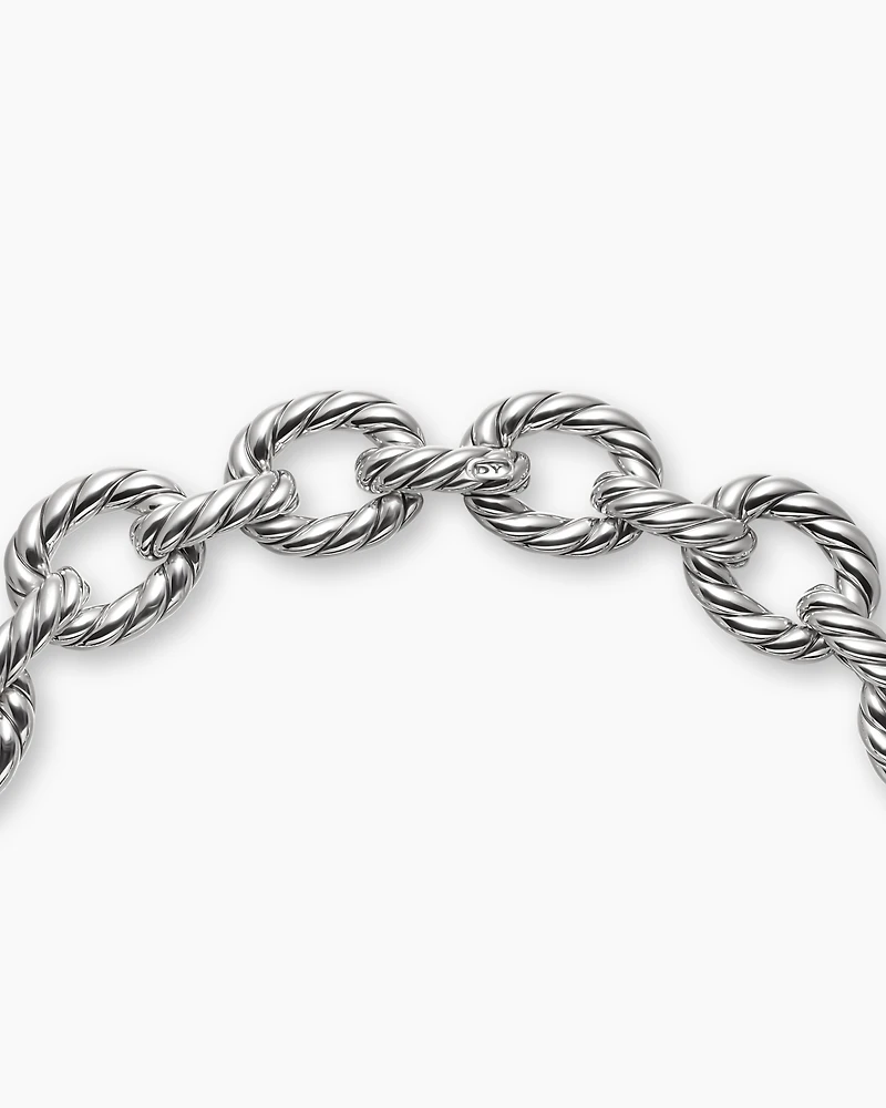 Sculpted Cable Oval Link Necklace Sterling Silver, 18mm