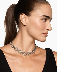 Sculpted Cable Oval Link Necklace Sterling Silver, 18mm
