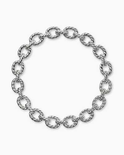 Sculpted Cable Oval Link Necklace Sterling Silver, 18mm