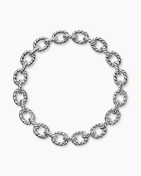 Sculpted Cable Oval Link Necklace Sterling Silver, 18mm