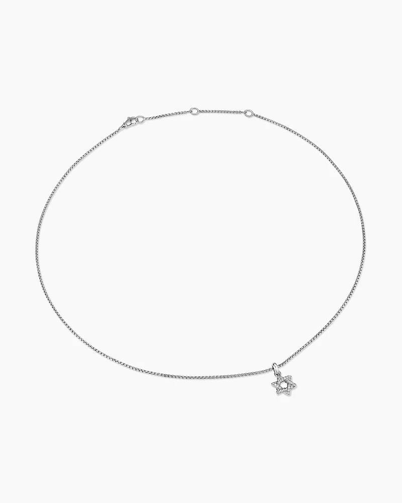 Star of David Pendant Necklace in Sterling Silver with Diamonds