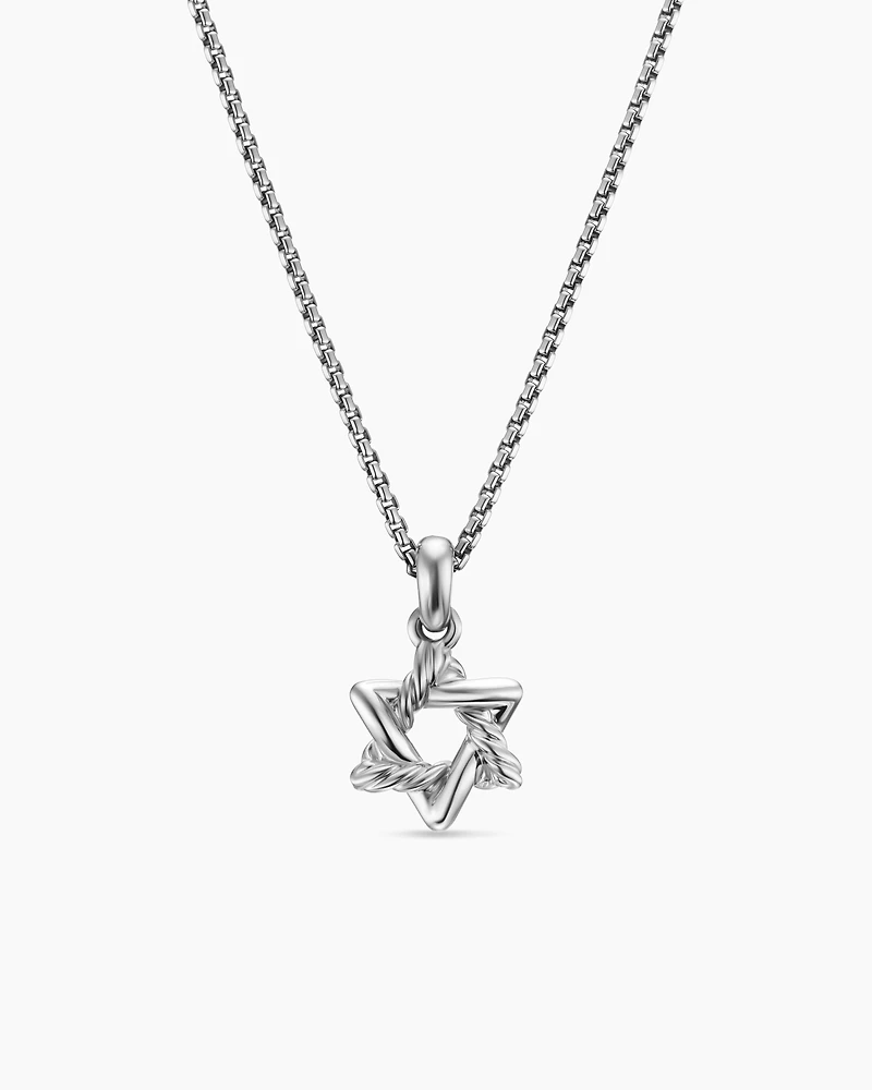 Star of David Pendant Necklace in Sterling Silver with Diamonds