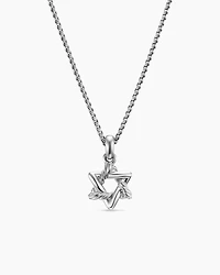 Star of David Pendant Necklace in Sterling Silver with Diamonds