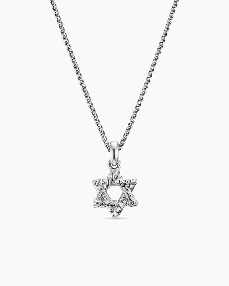 Star of David Pendant Necklace in Sterling Silver with Diamonds