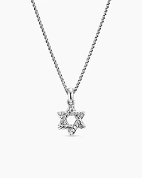 Star of David Pendant Necklace in Sterling Silver with Diamonds