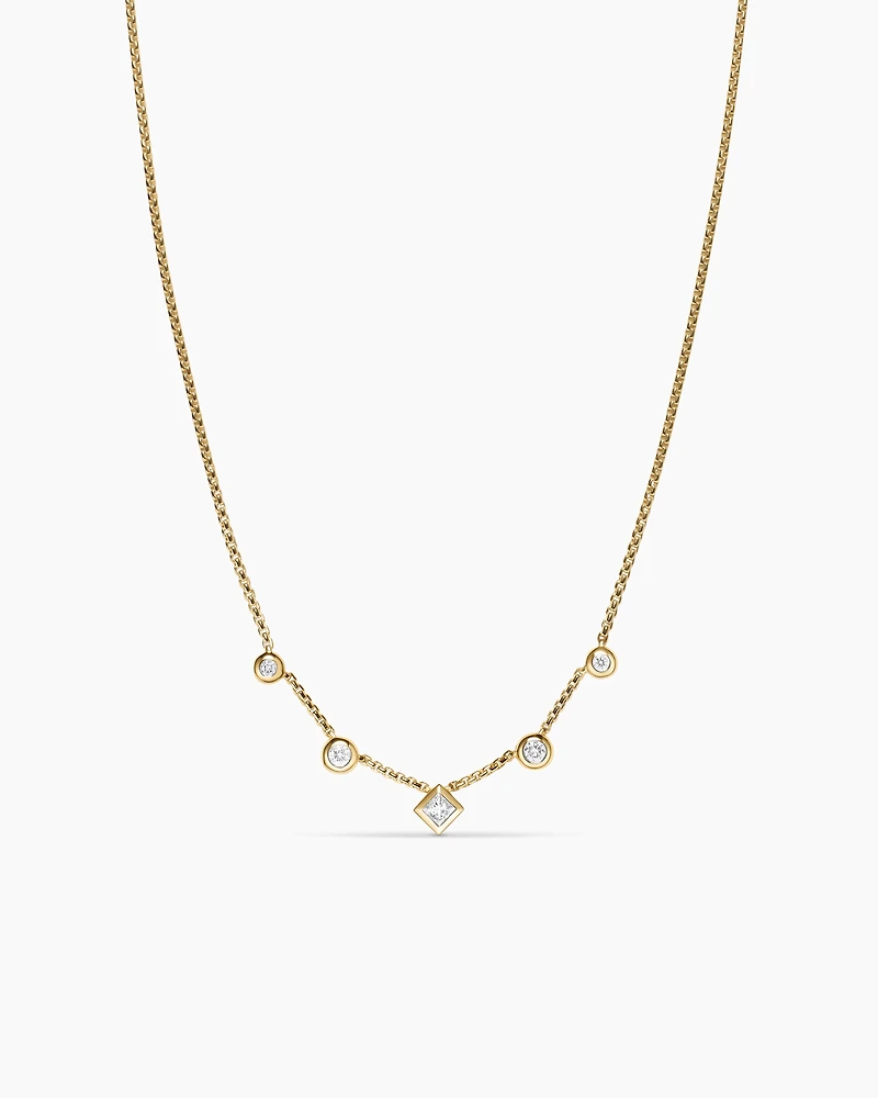 Petite Modern Renaissance® Station Chain Necklace in 18K Yellow Gold with Diamonds, 3.4mm