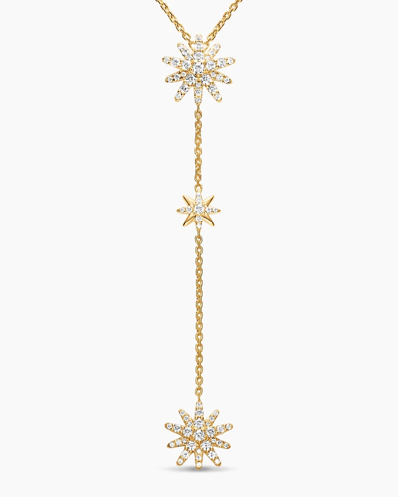 Starburst Y Necklace in 18K Yellow Gold with Diamonds, 76.7mm