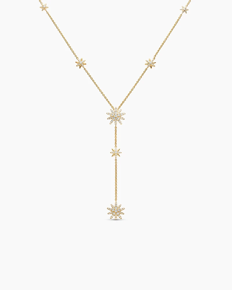 Starburst Y Necklace in 18K Yellow Gold with Diamonds, 76.7mm
