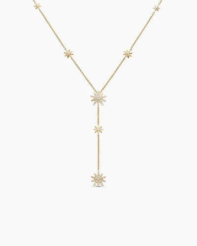 Starburst Y Necklace in 18K Yellow Gold with Diamonds, 76.7mm