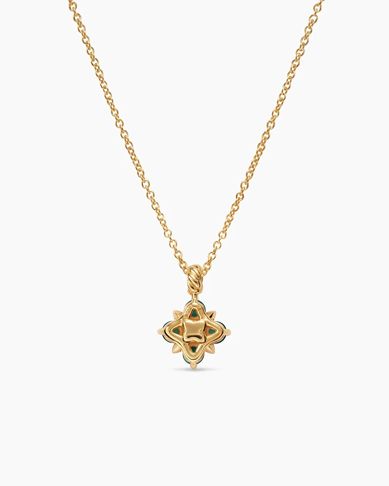 Petite Modern Renaissance® Pendant Necklace in 18K Yellow Gold with Emeralds and Diamond, 9.2mm
