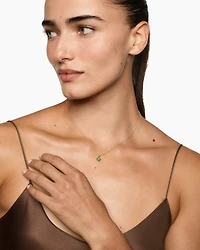 Petite Modern Renaissance® Pendant Necklace in 18K Yellow Gold with Emeralds and Diamond, 9.2mm