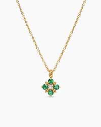 Petite Modern Renaissance® Pendant Necklace in 18K Yellow Gold with Emeralds and Diamond, 9.2mm