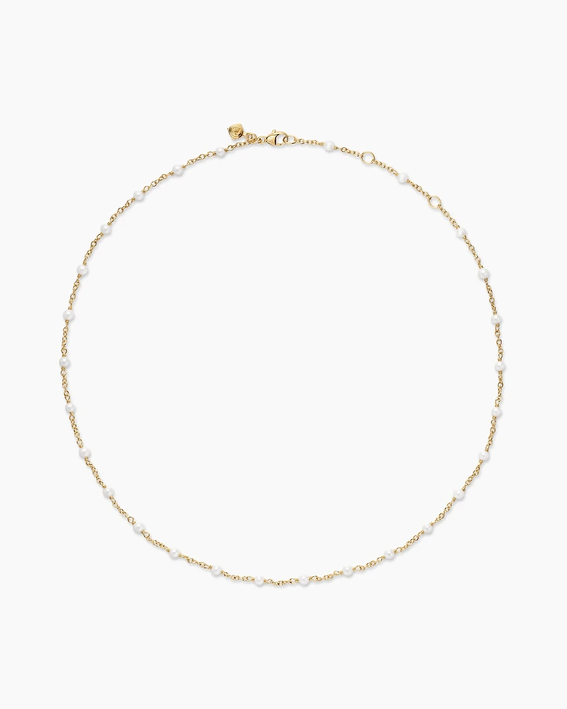 Pearl Classics Station Necklace 18K Yellow Gold, 3.5mm