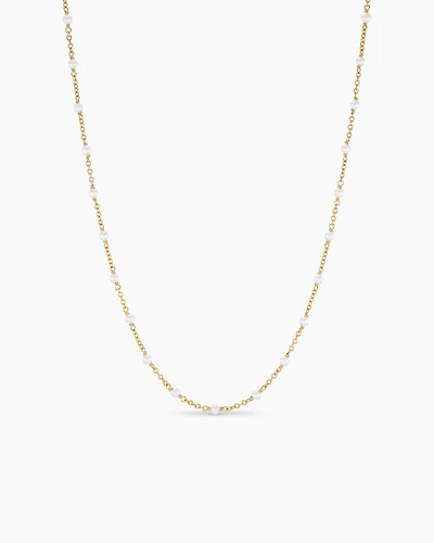 Pearl Classics Station Necklace 18K Yellow Gold, 3.5mm