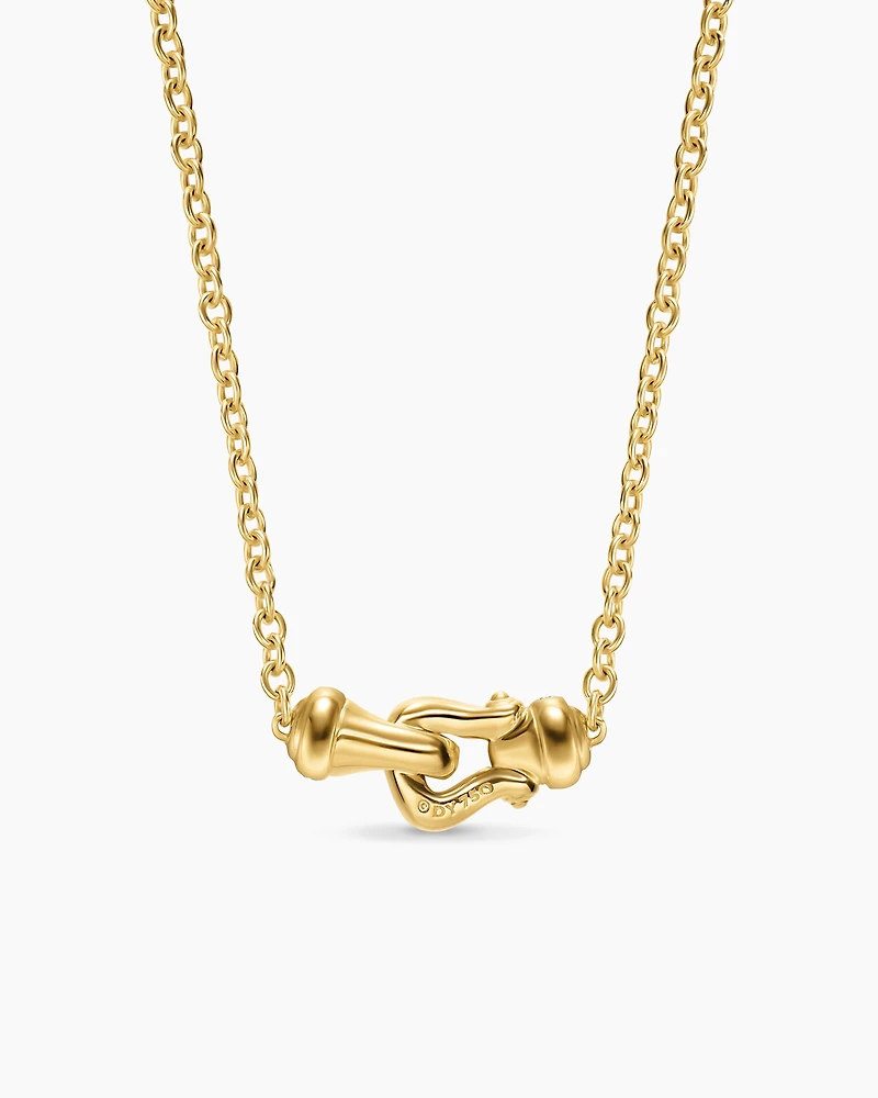 Petite Buckle Necklace in 18K Yellow Gold with Diamonds, 16.3mm