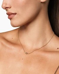 Petite Buckle Necklace in 18K Yellow Gold with Diamonds, 16.3mm