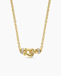 Petite Buckle Necklace in 18K Yellow Gold with Diamonds, 16.3mm