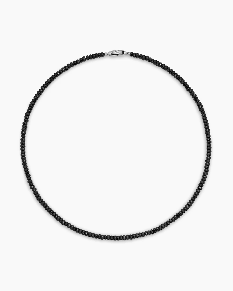 Spiritual Beads Necklace Sterling Silver with Black Spinel, 5mm