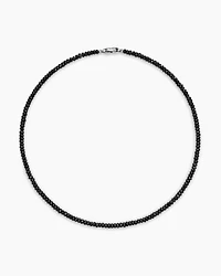Spiritual Beads Necklace Sterling Silver with Black Spinel, 5mm
