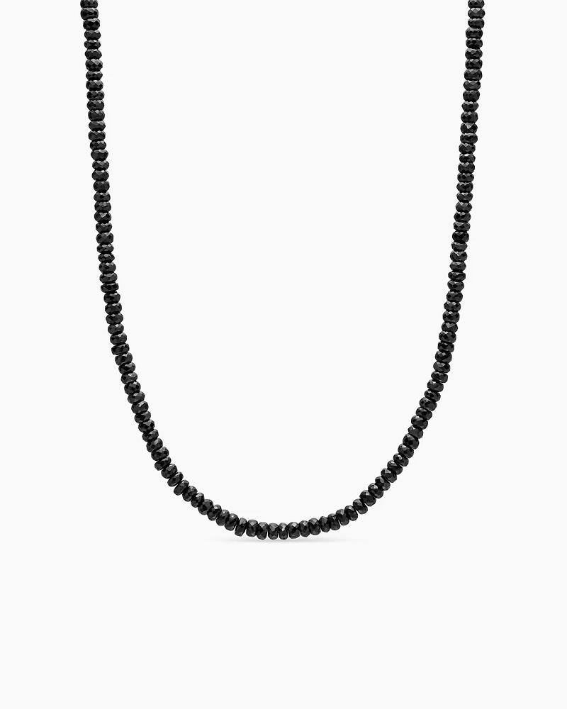 Spiritual Beads Necklace Sterling Silver with Black Spinel, 5mm