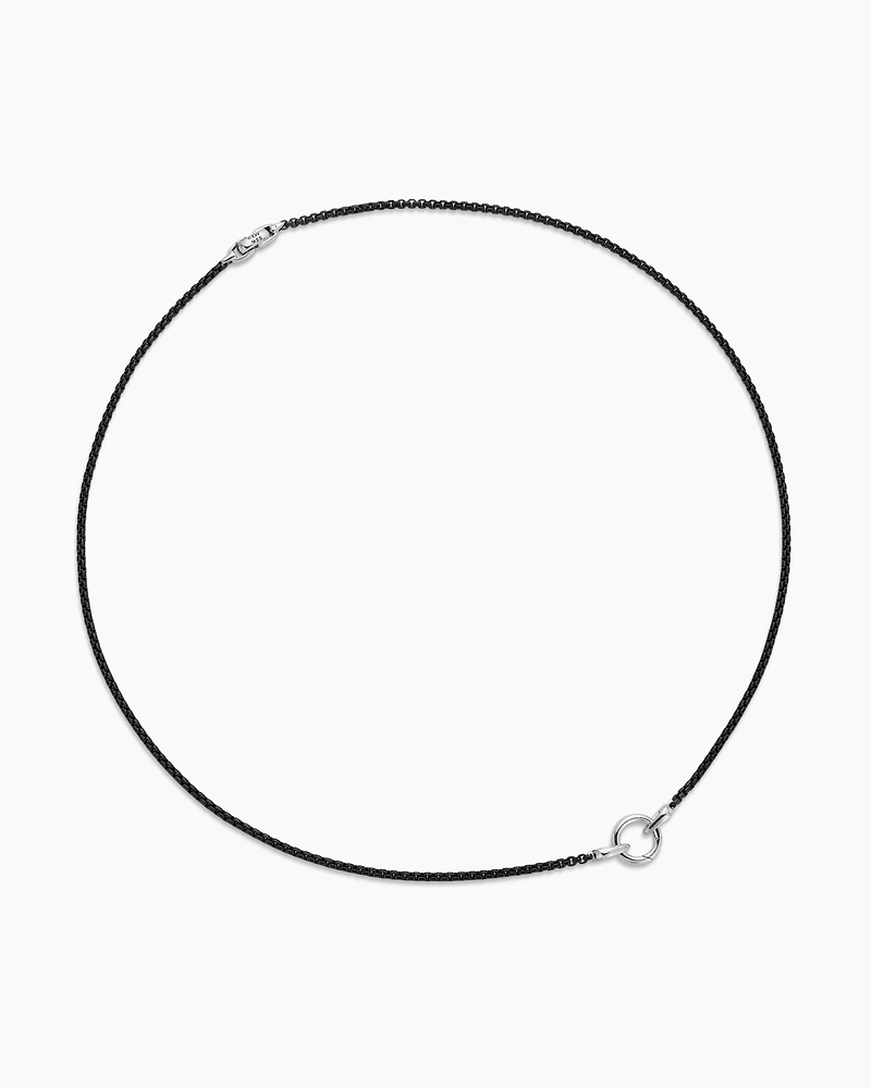 Smooth Amulet Box Chain Necklace Darkened Stainless Steel, 2.7mm