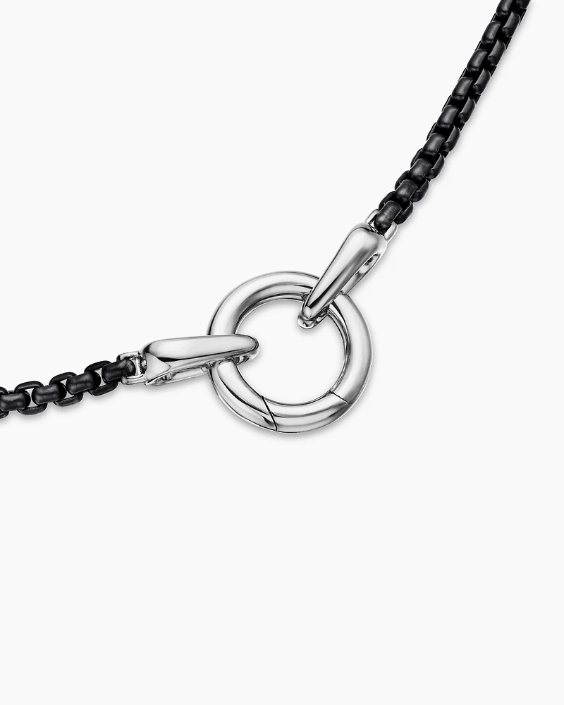 Smooth Amulet Box Chain Necklace Darkened Stainless Steel, 2.7mm