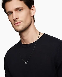Smooth Amulet Box Chain Necklace Darkened Stainless Steel, 2.7mm