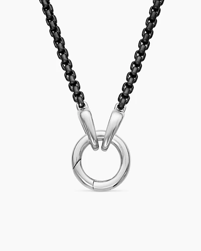 Smooth Amulet Box Chain Necklace Darkened Stainless Steel, 2.7mm