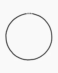 Spiritual Beads Necklace with Black Onyx and Sterling Silver, 4mm