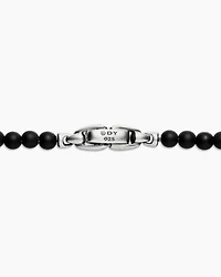Spiritual Beads Necklace with Black Onyx and Sterling Silver, 4mm