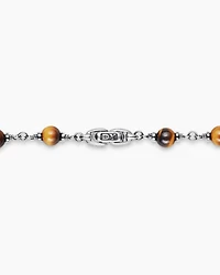 Spiritual Beads Necklace Sterling Silver with Tiger’s Eye and Cognac Diamonds, 6mm