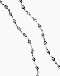 Memento Mori Skull Rosary Necklace Sterling Silver, 9mm