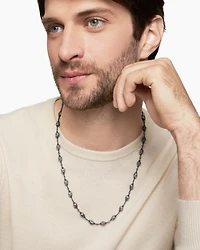 Memento Mori Skull Rosary Necklace Sterling Silver, 9mm