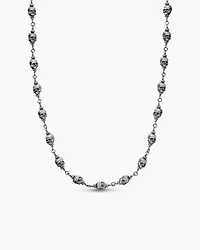 Memento Mori Skull Rosary Necklace Sterling Silver, 9mm