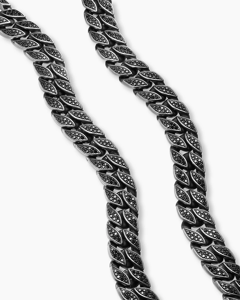 Curb Chain Necklace Sterling Silver with Diamonds