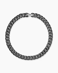 Curb Chain Necklace Sterling Silver with Diamonds
