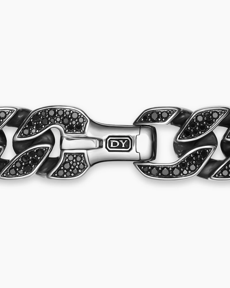 Curb Chain Necklace Sterling Silver with Diamonds