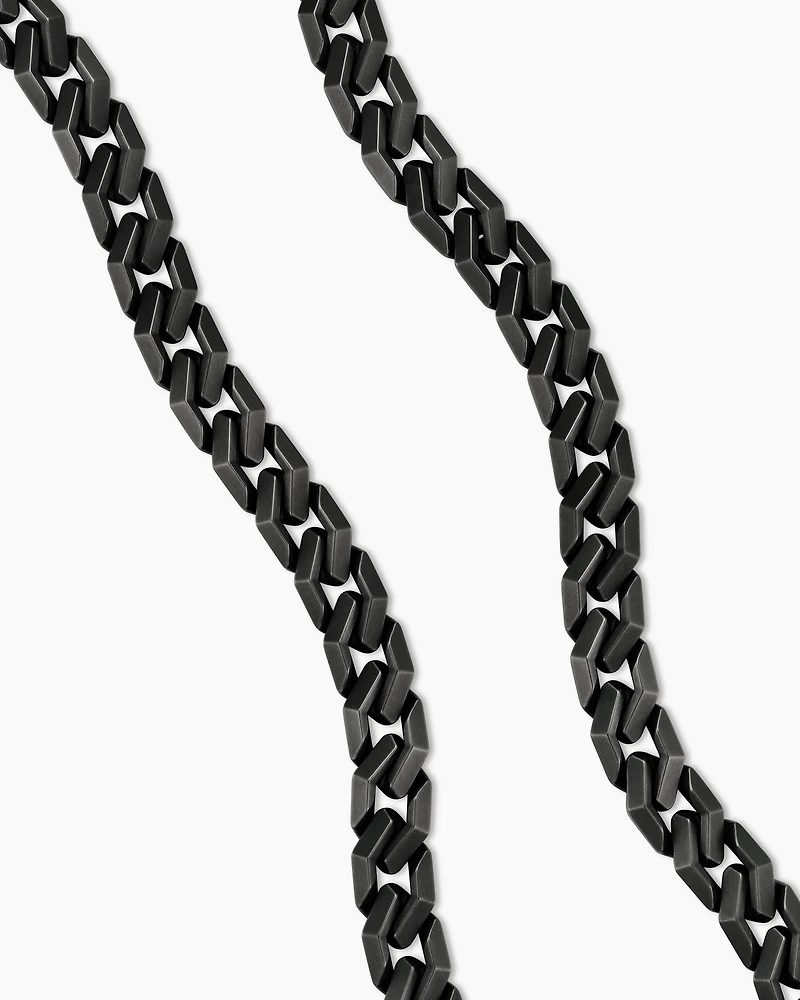 Curb Chain Angular Link Necklace in Black Titanium