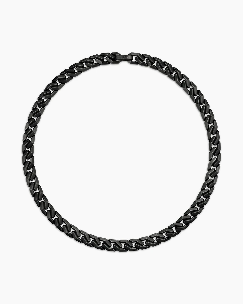 Curb Chain Angular Link Necklace in Black Titanium