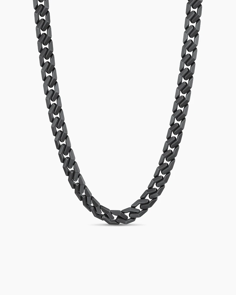 Curb Chain Angular Link Necklace in Black Titanium