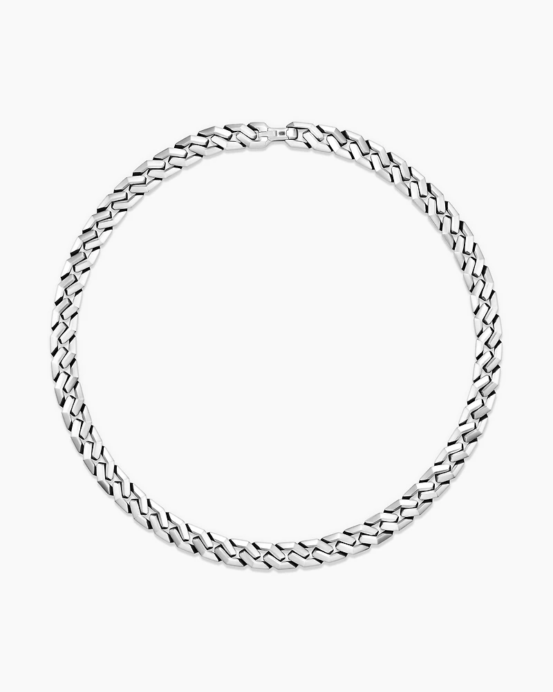 Curb Chain Angular Link Necklace in Sterling Silver