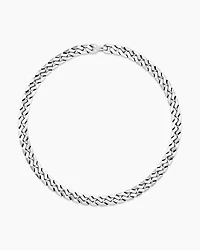 Curb Chain Angular Link Necklace in Sterling Silver