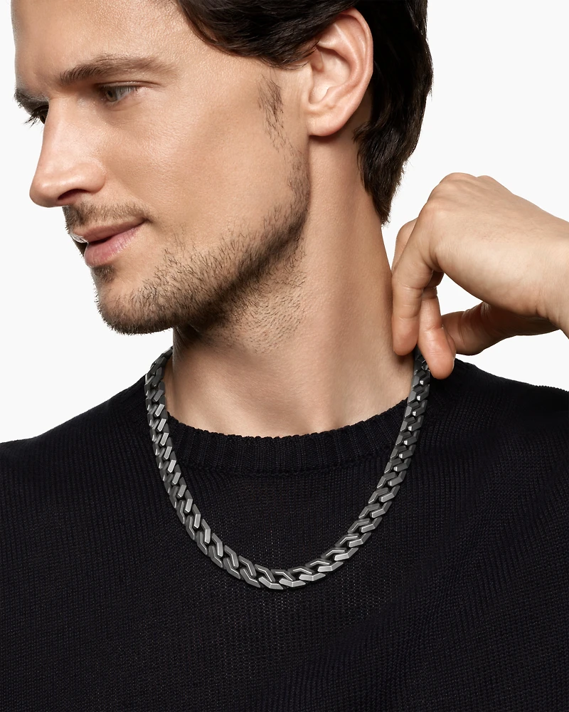 Curb Chain Angular Link Necklace in Titanium