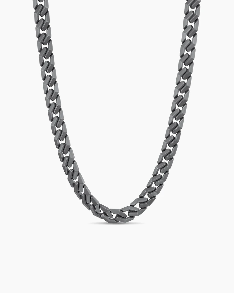 Curb Chain Angular Link Necklace in Titanium