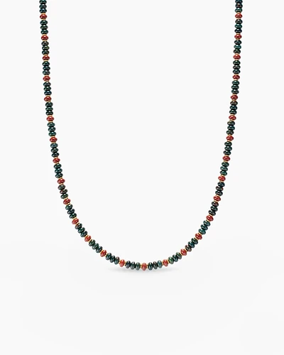 Spiritual Beads Necklace 18K Yellow Gold with Bloodstone and Red Jasper, 4mm