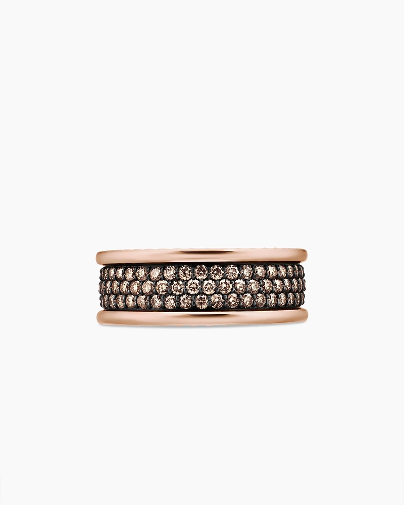 Streamline® Three Row Band Ring 18K Rose Gold with Cognac Diamonds, 8.5mm