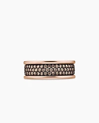 Streamline® Three Row Band Ring 18K Rose Gold with Cognac Diamonds, 8.5mm