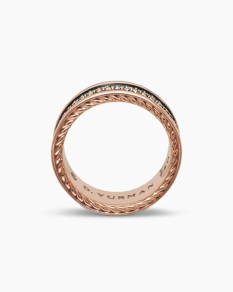 Streamline® Three Row Band Ring 18K Rose Gold with Cognac Diamonds, 8.5mm