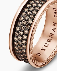 Streamline® Three Row Band Ring 18K Rose Gold with Cognac Diamonds, 8.5mm