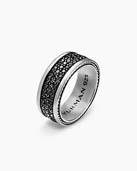 Streamline® Three Row Band Ring Sterling Silver with Black Diamonds, 8.5mm